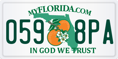 FL license plate 0598PA