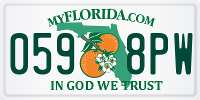 FL license plate 0598PW