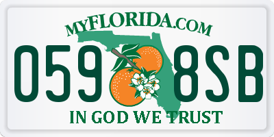 FL license plate 0598SB