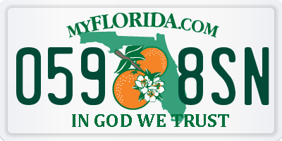 FL license plate 0598SN