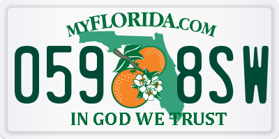 FL license plate 0598SW
