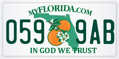FL license plate 0599AB