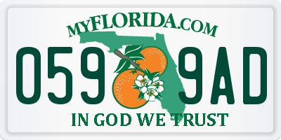 FL license plate 0599AD