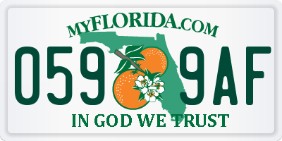 FL license plate 0599AF