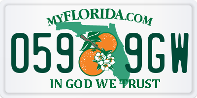 FL license plate 0599GW