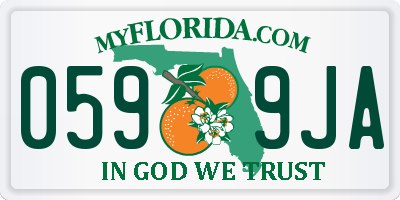 FL license plate 0599JA