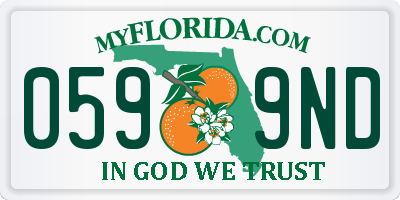 FL license plate 0599ND