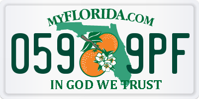FL license plate 0599PF