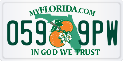 FL license plate 0599PW