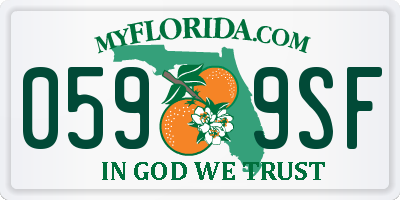 FL license plate 0599SF