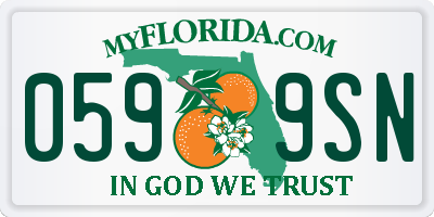 FL license plate 0599SN