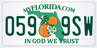 FL license plate 0599SW