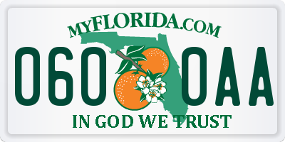 FL license plate 0600AA