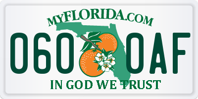FL license plate 0600AF