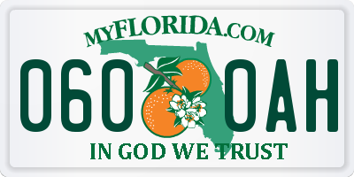 FL license plate 0600AH