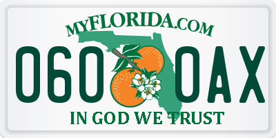 FL license plate 0600AX