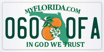 FL license plate 0600FA
