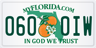 FL license plate 0600IW