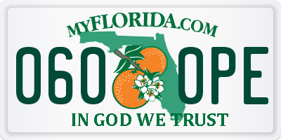 FL license plate 0600PE