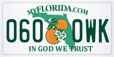 FL license plate 0600WK