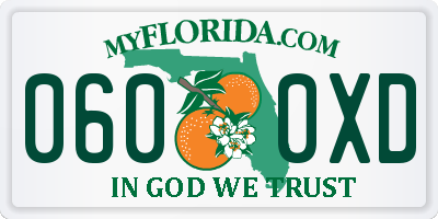 FL license plate 0600XD