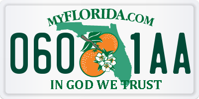 FL license plate 0601AA