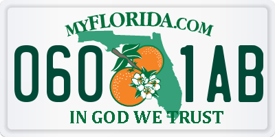 FL license plate 0601AB