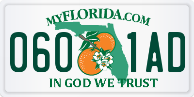 FL license plate 0601AD