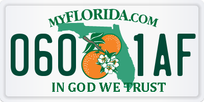 FL license plate 0601AF