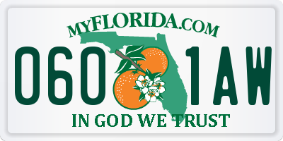 FL license plate 0601AW
