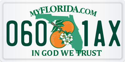 FL license plate 0601AX