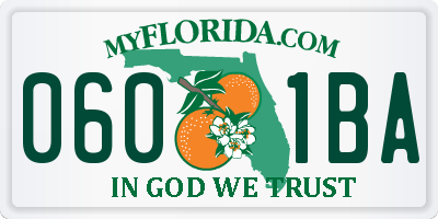 FL license plate 0601BA