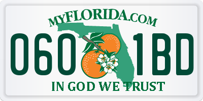 FL license plate 0601BD