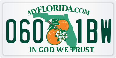 FL license plate 0601BW