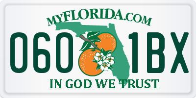 FL license plate 0601BX