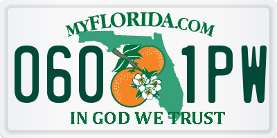 FL license plate 0601PW