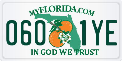 FL license plate 0601YE