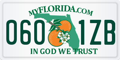 FL license plate 0601ZB