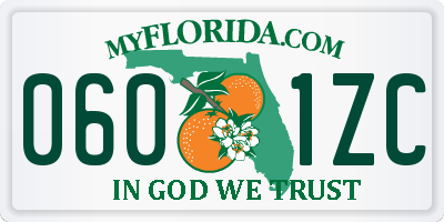 FL license plate 0601ZC