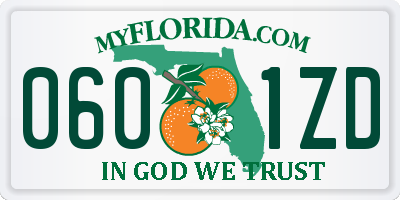 FL license plate 0601ZD