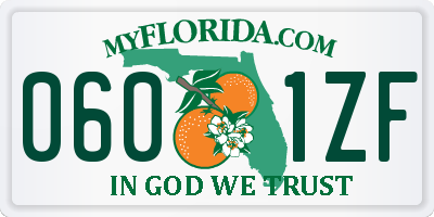 FL license plate 0601ZF