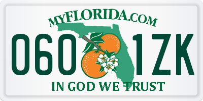 FL license plate 0601ZK