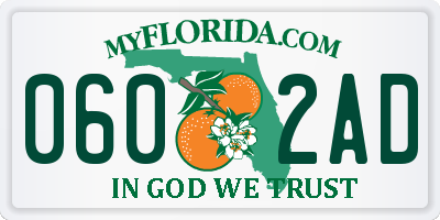 FL license plate 0602AD