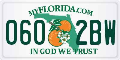 FL license plate 0602BW