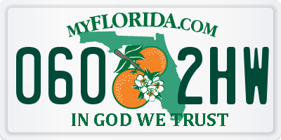 FL license plate 0602HW