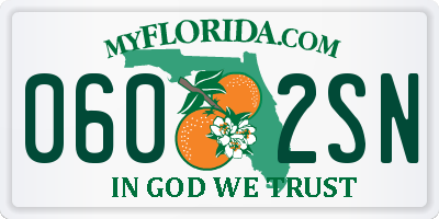 FL license plate 0602SN