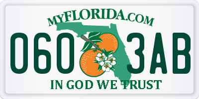 FL license plate 0603AB