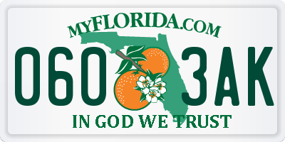 FL license plate 0603AK
