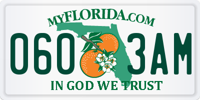 FL license plate 0603AM