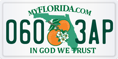 FL license plate 0603AP